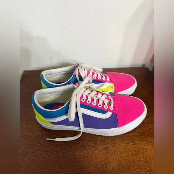 Vans Old Skool Neon Color-Block Skate Shoe M 7.5 W9 tennis shoes sneakers - Picture 3 of 8
